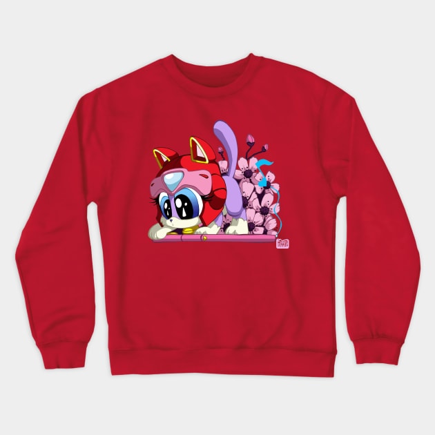 Samurai Pizza Kitten- Polly Crewneck Sweatshirt by Happy Bitey Snake